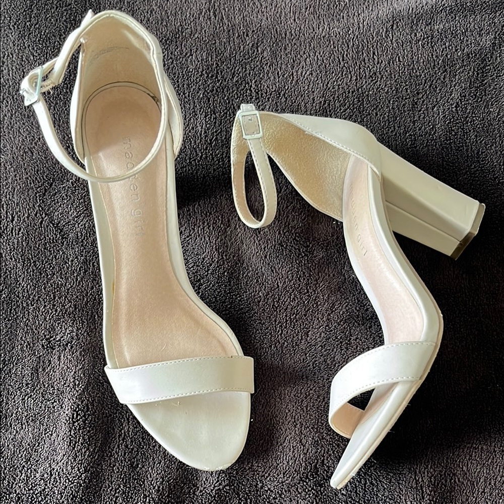 Madden Girl Cream Heels with Chunky Block Heel